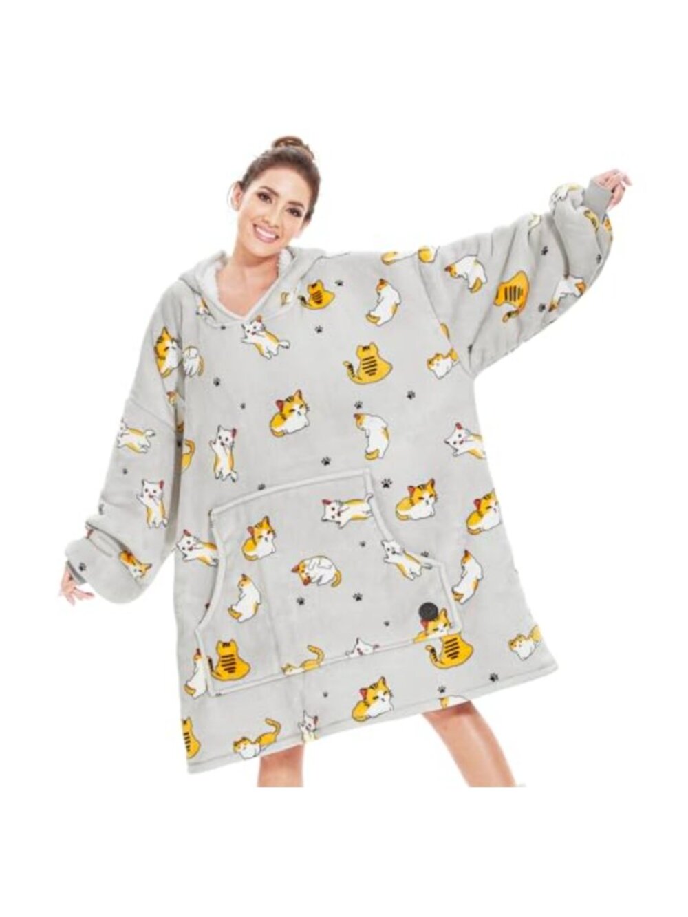 Oversized Sherpa Wearable Blanket Hoodie Fleece Pullover Adult